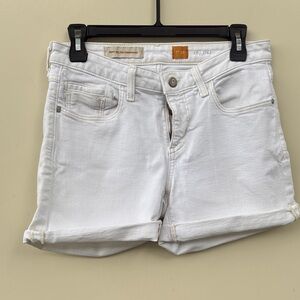 White Denim Roll-Cuff Women's Shorts